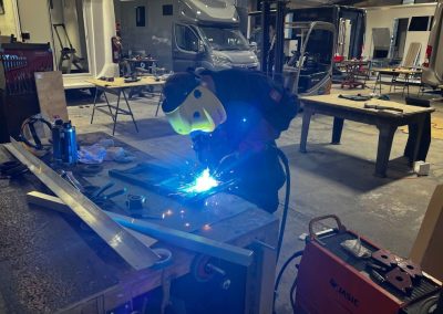Arc Welding in Chaigley Horseboxes Workshop